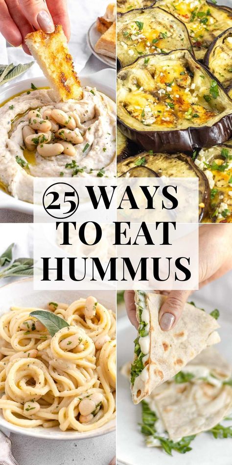 Looking to find ideas for how to eat hummus? We've got you covered with these side dishes and dinners, including vegetables, protein snacks and salads. Lunch Hummus Ideas, Hummus Dishes Lunches, Recipe Using Hummus, Dinner Ideas With Hummus, Vegan Recipes With Hummus, Dinners With Hummus, Healthy Hummus Lunch Ideas, How To Use Hummus In Recipes, Snack With Hummus