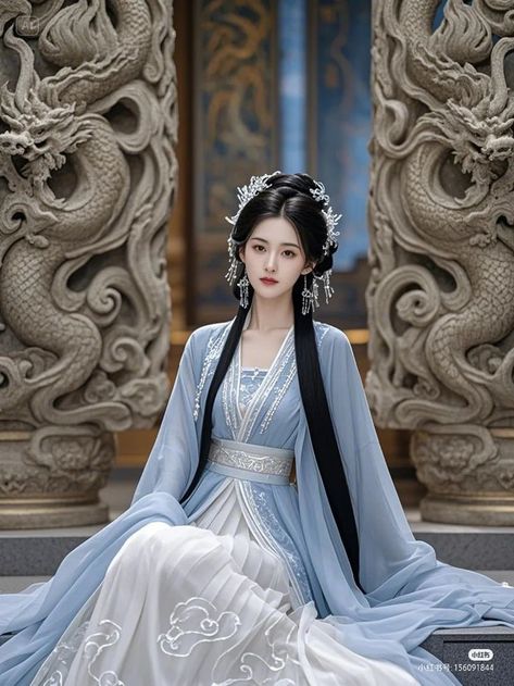 Chinese Traditional Dress Princesses, Chinese Hanfu Princesses, Chinese Royalty, Futuristic Outfits, Chinese Gown, Chinese Princess Dress, Traditional Accessories, Traditional Asian Dress, Hanfu Girl