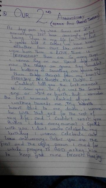 Happy 2nd anniversary areejay❤❤😘😘😍 page 1 Babes wrote it with all my heart just for u 👫👫👫 2yrs Anniversary Quotes, 2 Year Friendship Anniversary Quotes, 1 Year Friendship Anniversary Quotes, 2nd Anniversary Quotes, Friendship Anniversary Quotes, 2 Year Anniversary Quotes, Year Anniversary Quotes, Happy 2nd Anniversary, Anniversary Letter