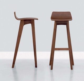 Bar-Stool-Modern-by-Formstelle  Danish Mid Century Walnut Bar Stool Mid Century Bar Stools, Kursi Bar, Bar Stool Seats, Mid Century Bar, Wooden Bar Stools, Designer Bar Stools, High Stool, Wood Bar Stools, Stool Design