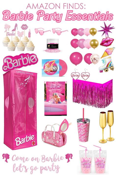 We are so excited for the new Barbie movie this summer! I put together this fun collection of all the Barbie Party Essentials from Amazon we used at our nighttime Barbie screening. You'll love these colorful and unique party items to make your Barbie themed celebration the best day ever! Barbie Pizza Party, Barbie Movie Diy, Barbie Movie Themed Birthday Party, Barbie Themed Party Decor, Barbie Themed Christmas Party, Barbie Themed 4th Birthday Party, Barbie Party For Kids, Barbie Themed Birthday Party 4, Elegant Barbie Party