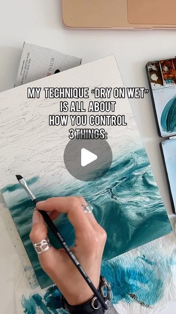 Júlia Barminova ⚓️ WATERCOLOUR & SAILING on Instagram: "My technique «DRY ON WET” is all about how you control 3 things:   * Wetness on the paper * Dampness in the brush * Tone difference   As soon as you get how to do it - you will be able to paint any sea in watercolour, because these are always soft edges between light and shadow.   Paper:  Arches 300gr 20*26cm 100% cotton  Brushes:  1” Silver Black Velvet 3008S FLAT 1/4” Angular Shader Princeton Aqua Elite   Colors: Rembrandt Cadmium orange PO20  Rembrandt Phthalo Blue PB15 Rembrandt Phthalo Green PG7  ⚓️ Location: Clube Naval de Cascais, the Atlantic Ocean" Julia Barminova, Watercolour On Canvas, Watercolour Sea, Phthalo Green, Cadmium Orange, Phthalo Blue, Sea Watercolor, Sea Storm, Watercolour Landscape