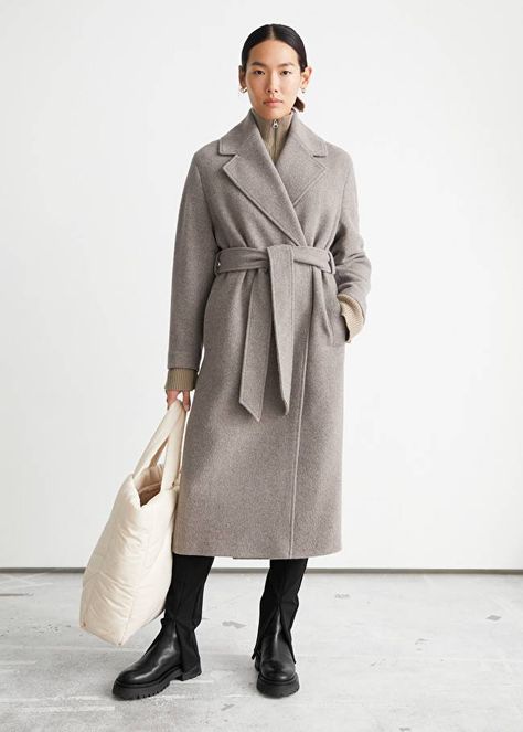 The 29 Best Wrap Coats of 2021 That Are So Stylish | Who What Wear Checked Coat, Oversized Wool Coat, Wool Wrap Coat, White Ankle Boots, Weekend Dresses, Perfect Coat, Grey Outfit, Wrap Coat, Camel Coat