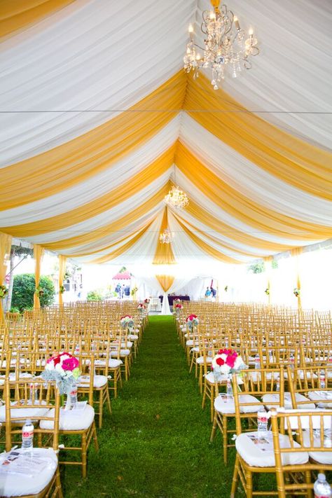 Indian Tent Wedding, Indian Wedding Tent Decorations, Shamiyana Decoration, Wedding Tents Ideas, Drapes Wedding Decor, Canopy Tent Decorations, Outdoor Tent Decorations, Tent Draping Wedding, Simple Indian Wedding Decorations