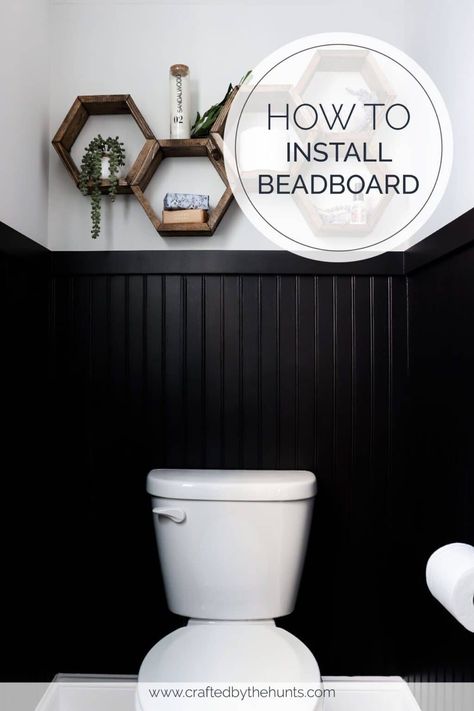 How to Install Beadboard Without Removing Baseboards Painted Beadboard Walls, Paint Beadboard, Black Beadboard, Beadboard Walls, Removing Baseboards, Painted Beadboard, How To Install Beadboard, Beadboard Bathroom, Beadboard Wainscoting