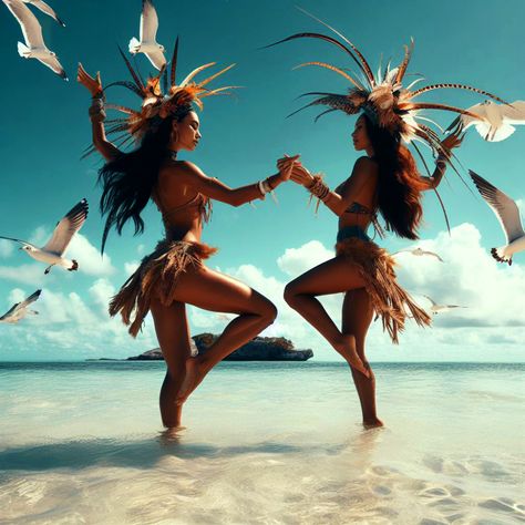 Native Stew - Bahamas AI Art, Photos, Videos: Taino Sisters Ancestral Dance Taino Aesthetic, Taino Goddess, Taino Warrior Princess, Taino People, Beach Carnival, Arawak Taino, Indigenous Aesthetic, Ancestry Art, Taino Art