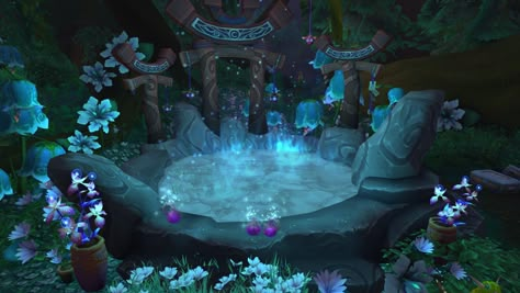 Hawaiian House, Faerie Aesthetic, World Of Warcraft Game, Elder Scrolls Lore, Fairy Fountain, Night Elf, Location Inspiration, Game Concept, Wow Art