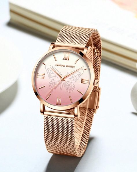 Brand Watches Women, Hannah Martin, Butterfly Watch, Women's Dress Watches, Butterfly Fashion, Bracelet Watches Women, Rose Gold Watches, Luxury Diamonds, Waterproof Watch