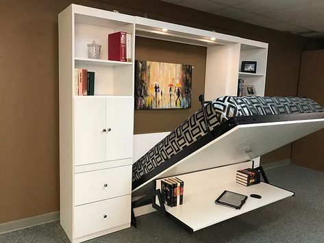 Contemporary Murphy Beds, Spavaca Soba, Murphy Bed Ideas, Beautiful Bed Designs, Nashville House, Horizontal Murphy Bed, Murphy Bed Ikea, Murphy Bed Desk, Modern Murphy Beds