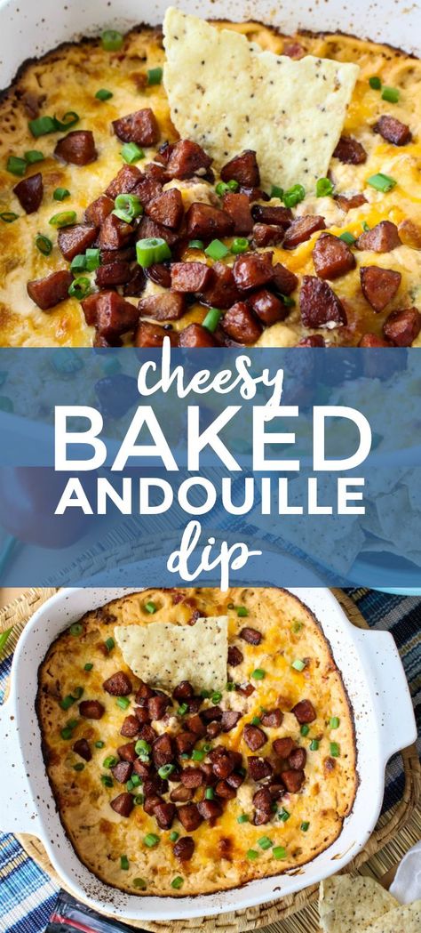 Cheesy Sausage Dip, Cajun Appetizers, Andouille Sausage Recipes, Sausage Appetizers, Sausage Dip, Cajun Sausage, Cheesy Dip, Cajun Dishes, Mardi Gras Food