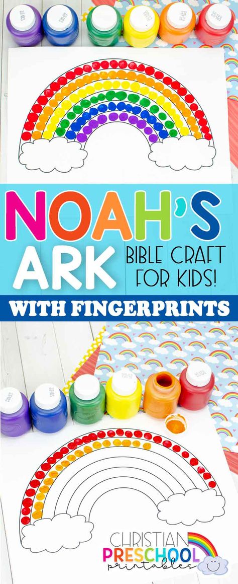 The rainbow is a beautiful reminder of God's promise to us. It's also a great tool to use to teach your children of God's love and amazing attributes. We have another easy rainbow craft that involves more simple materials found at home or classroom. #christianpreschoolprintables #rainbowcraft #freepreschoolcrafts #noahsarkcraft #preschoolcrafts #fingerprintcrafts Noahs Ark Crafts For Preschool, Noah Rainbow Craft Preschool, Preschool Noahs Ark, Noah Rainbow Craft, Noahs Ark Craft Toddlers, Noah’s Arc Crafts, Noah’s Ark Rainbow Craft, Noah’s Ark Crafts For Toddlers, Noah Crafts For Kids