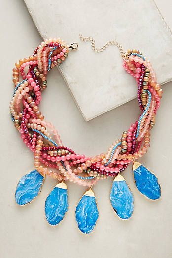 Braided Bib Necklace Anthropologie Necklace, Jeweled Shoes, Mini Earrings, Easy Diy Jewelry, Anthropologie Jewelry, Beaded Drop Earrings, Semi Precious Beads, Making Things, Heart Drop Earrings