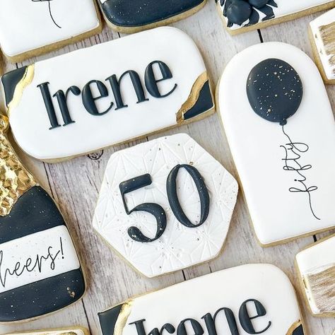 70 Birthday Cookies Decorated, 50 Birthday Cookies Decorated, 50th Birthday Royal Icing Cookies, Birthday Cookie Designs, 50th Birthday Cookies For Men, 50th Birthday Cookies For Woman, 50th Birthday Sugar Cookies, 50th Birthday Cookies, Gold Cookies