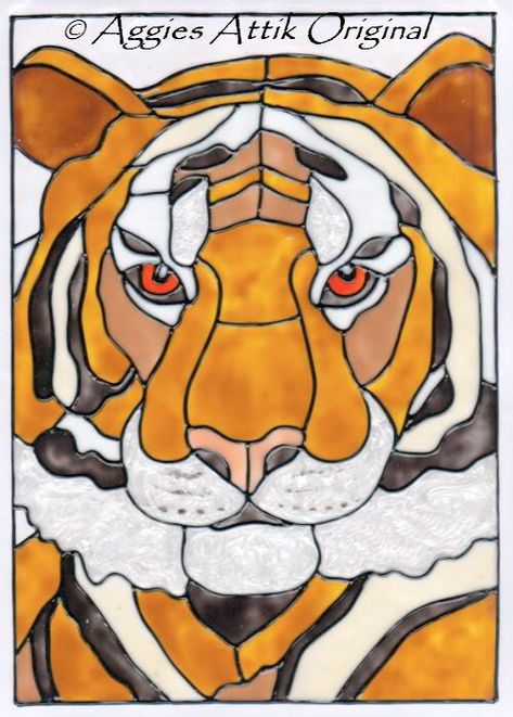 Tiger Stained Glass Pattern, Wildlife Stained Glass Patterns, Golden Retriever Stained Glass Pattern, Stained Glass Lion, Tiger Stained Glass Art, Stained Glass Pet Portraits, Animal Line Drawings, Cat Stain, Stained Glass Windows Church