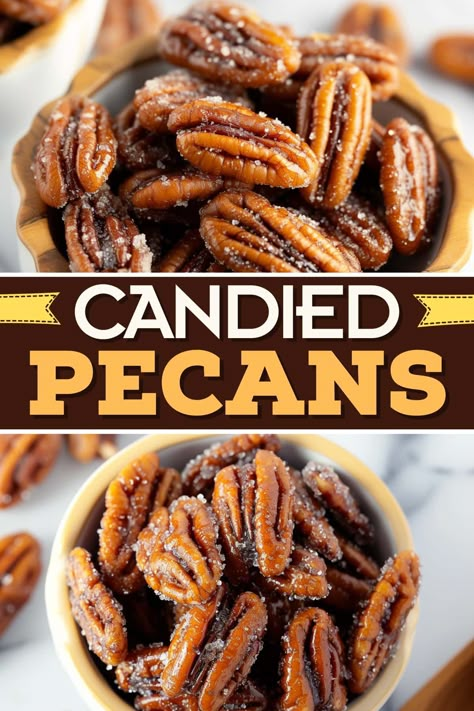 Pecans Candied, Easy Candied Pecans, Candied Pecans Recipe, Pecan Recipes, Candied Pecans, Homemade Snacks, Natural Oil, Sweet Potato Casserole, Pecans