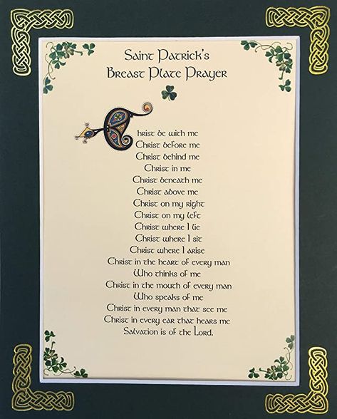 St Patrick Catholic, Breastplate Of St Patrick, Irish Proclamation, St Patrick’s Breastplate Prayer, St Patrick’s Day Irish Blessings, Every Man, Think Of Me, Patron Saints, 8x10 Print