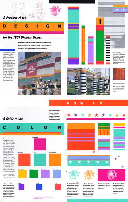 1996 Olympics, Olympic Colors, Event Booth Design, 1976 Olympics, Test For Kids, 1984 Olympics, 1984 Olympics Los Angeles, Olympic Party, Wayfinding Signs