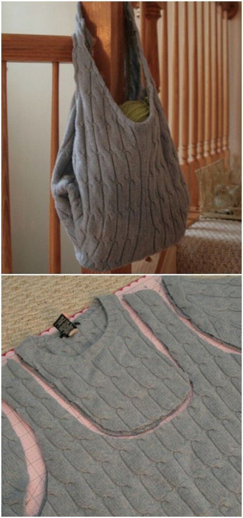 Reusable Shopping Bag - 50 Amazingly Creative Upcycling Projects For Old Sweaters Upcycling Ideas Clothes, Thrift Store Diy Clothes, Creative Upcycling, Thrift Store Upcycle, Thrift Store Fashion, Thrift Store Diy, Upcycling Projects, Upcycle Clothes Diy, Sweater Bags