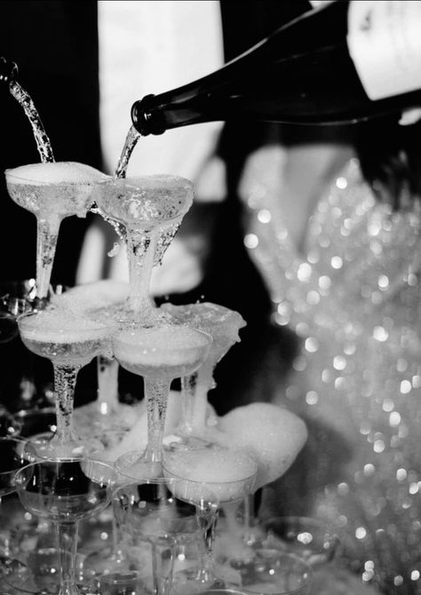 Elegant Black And White Aesthetic, Black And White Glam Aesthetic, Ronan Astor, Luxury Champagne, 1920s Party, Glam Aesthetic, House Of Balloons, Royal Elite, Champagne Tower