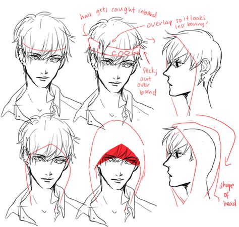 Hat and headgear tutorial. Poses Manga, Illustration Manga, Manga Tutorial, Some Sketches, 캐릭터 드로잉, Facial Features, Drawing Skills, Drawing Tutorials, Character Design References