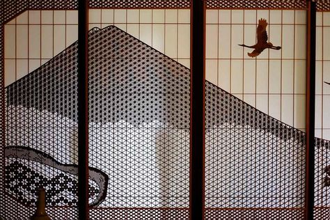 Adachi Museum Of Art, Japanese Sliding Doors, Shoji Screens, Japanese Contemporary Art, Japanese Art Styles, Shoji Screen, Japanese Screen, Japan Architecture, Forest Wall Mural