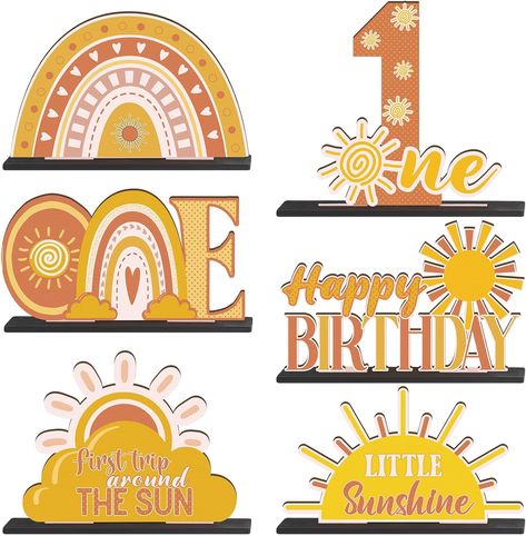 Suzile 6 Pcs Sunshine Party Favor Rainbow Boho Sun Party Decorations First Trip Around the Sun Centerpiece 1st Birthday Sun One Letter Sign Daisy Bohemian Wooden Centerpiece for Table Kids Baby Shower Sun Party Decorations, Kids Party Centerpieces, Boho Rainbow Decor, Centerpiece For Table, Sunshine Party, Wooden Centerpieces, First Trip Around The Sun, Rainbow Boho, Boho Sun