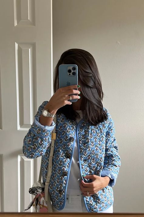 oliviaandlunden's Lunden 💌 Collection on LTK Block Print Quilted Jacket, Indian Quilted Jacket Outfit, Block Print Jacket, Printed Quilted Jacket, Lunden And Olivia, Print Jacket Outfit, Quilted Jacket Outfit, Indian Jackets, Diy Jacket