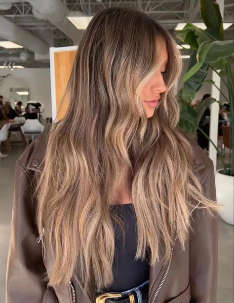 Chestnut Brown With Money Piece, Dark Brown Root Smudge Blonde Hair, Brown Eyes Balayage Hair, Light Burnett Hair, Neutral Blonde Balayage On Dark Hair, Blonde In Brown Hair, Medium Layers With Face Framing Pieces, Level 7 Hair Color With Highlights, Dimensional Brunette With Money Pieces