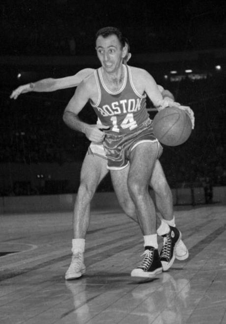 Boston Celtic Bob Cousy wears a pair of Chuck Taylors in this 1963 game against the Knicks. Associated Press. Bob Cousy, Tommie Smith, Reebok Freestyle, Celtic Legends, Detroit Sports, Sports Coach, Run Dmc, Nba Legends, Basketball Legends