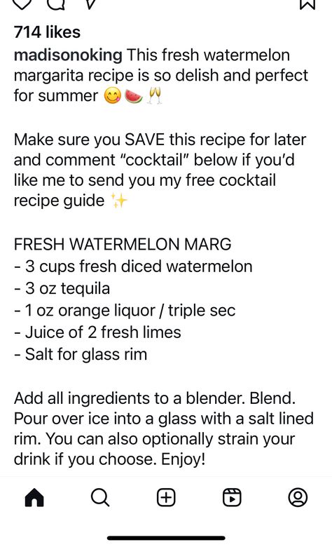 Orange Liquor, Watermelon Margarita, Lime Salt, Fresh Watermelon, Margarita Recipes, Triple Sec, Fresh Lime, Food Guide, Cocktail Recipes