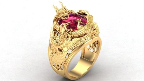 Yellow Gold Over Dragon Ring Celtic Dragons Ring Ruby | Etsy Angry Dragon, Celtic Dragon, Ring Ruby, Dragon Ring, Ruby Diamond Rings, Head Ring, Saint Michael, Gold Dragon, Utila