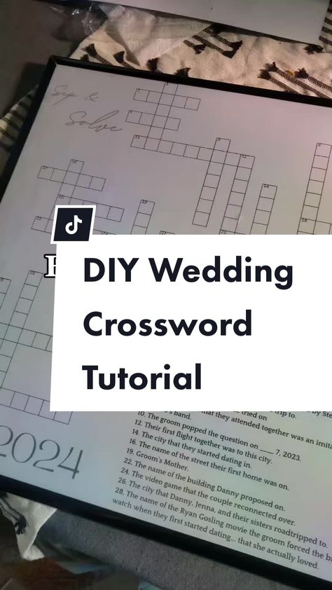 Jenna | 2024 DIY BRIDE on TikTok Diy Wedding Crossword, Wedding Crossword Puzzle Questions, Wedding Crossword Puzzle, Wedding Puzzle, Diy Bride, Crossword Puzzles, Word Puzzles, Diy Brides, Wedding Diy