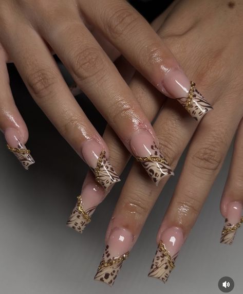 Y2k Nail Inspo Cheetah Print, Y2k Cheetah Print Nails, Dope Nails, Cute Nails, Acrylic Nails, Nails