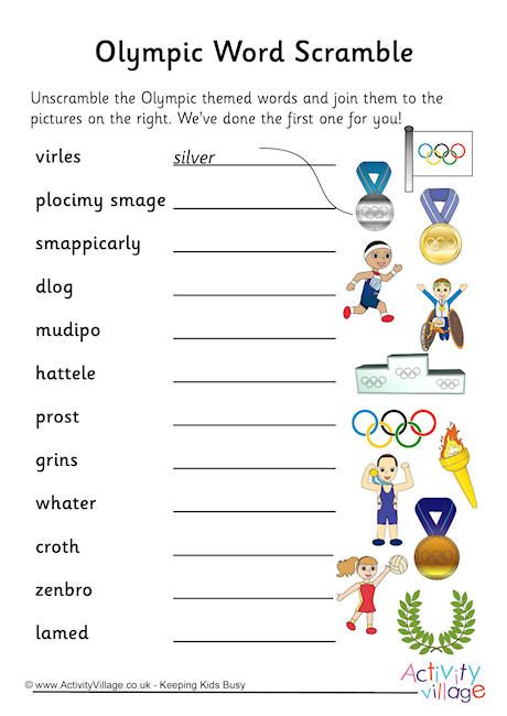 Olympic Word Scramble Family Olympic Games, Camp Olympics, Sports Crossword, Ancient Greek Olympics, Summer Olympics Crafts, Summer Olympics Activities, Greek Olympics, Vbs Olympics, Olympic Activities