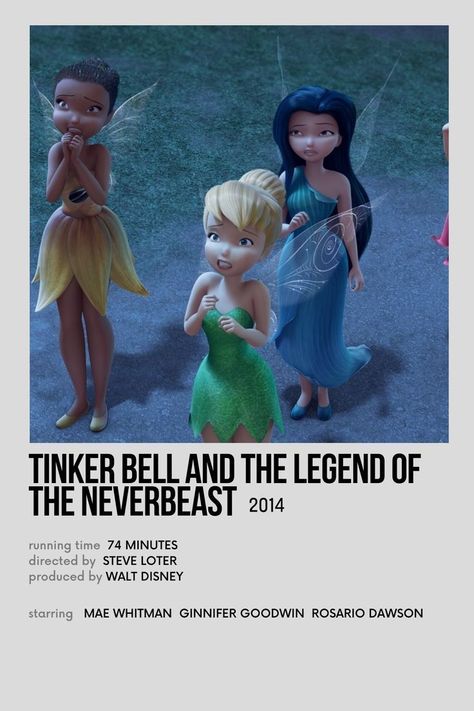 tinker bell and the neverbeast polaroid Tinker Bell Movie Poster, Tinkerbell Movie Poster, Tinkerbell Poster, Legend Of The Neverbeast, The Neverbeast, Tinkerbell Movies, Minimalist Polaroid Poster, Disney Minimalist, Good Animated Movies