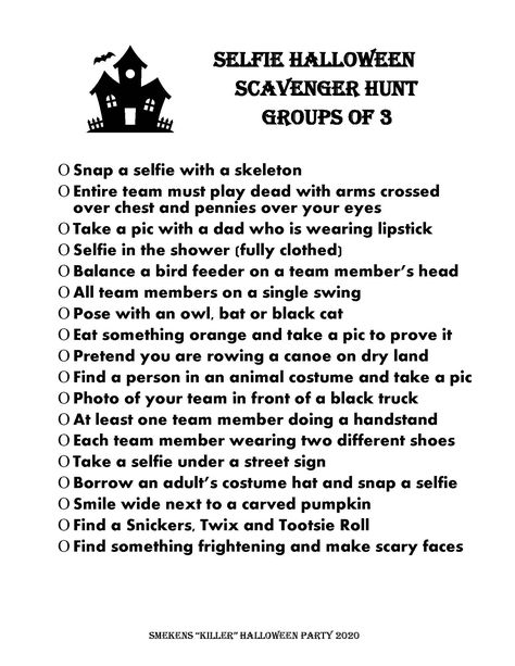 Scary Scavenger Hunt Ideas, Haunted Scavenger Hunt, Wednesday Addams Scavenger Hunt, Halloween Photo Scavenger Hunt Ideas, Cheap Halloween Activities, Halloween Game Ideas For Teens, Halloween Selfie Scavenger Hunt, Fall Scavenger Hunt For Adults, Halloween Games For Teens Party Ideas