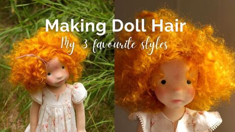 Diy Yarn Dolls, Diy Doll Hair, Dolly Shoes, Hair Yarn, Doll Videos, Doll Making Tutorials, Wool Dolls, Homemade Dolls, Yarn Dolls