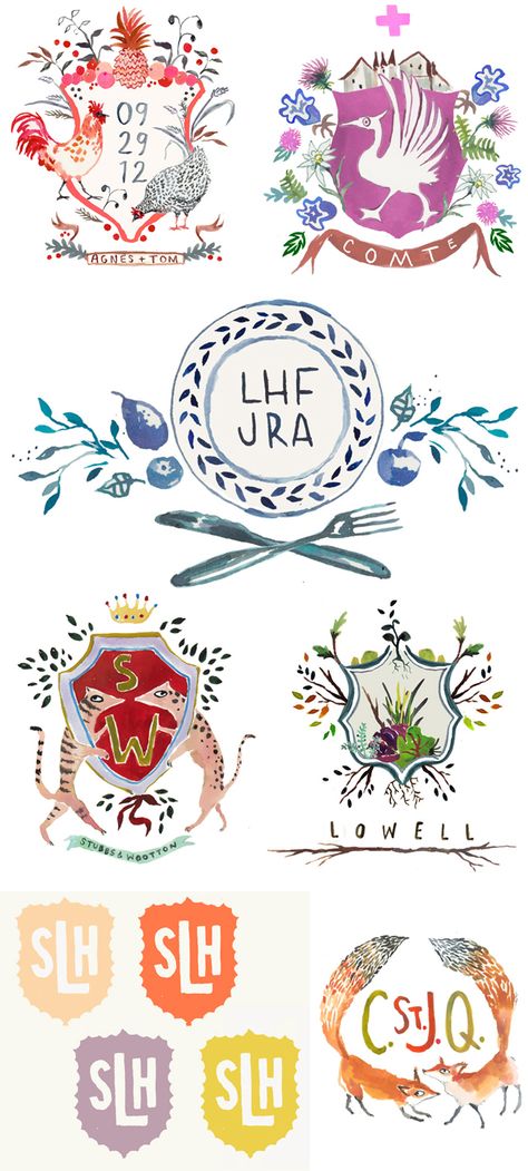 crest inspiration - i like top left w/ date in the crest & names below, but much simpler overall Heraldry Design, Watercolor Monogram, Wedding Crest, Tying The Knot, Go Off, Monogram Fonts, Send It, Monogram Wedding, Family Crest