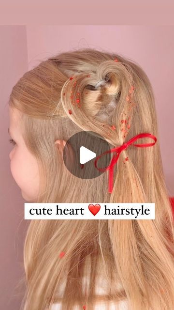 Love Is In The Hair Valentine, Valentine’s Day Hairstyle, Heart Hairstyle For Kids Easy, Simple Hairstyles For Kids, Heart Hairstyle, Easy Hairstyles For Kids, Half Updo, Heart Hair, Toca Life