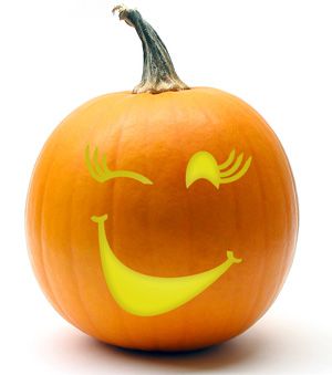 Winking Jackie Winking Pumpkin Carving, Winking Pumpkin Face, Girl Pumpkin Carving Ideas, Pumpkin Carving Cute Face, Barbie Pumpkin Carving, Girl Pumpkin Carving, Pumpkin Shoot, Pumpkin Face Templates, Pumpkin Face Carving