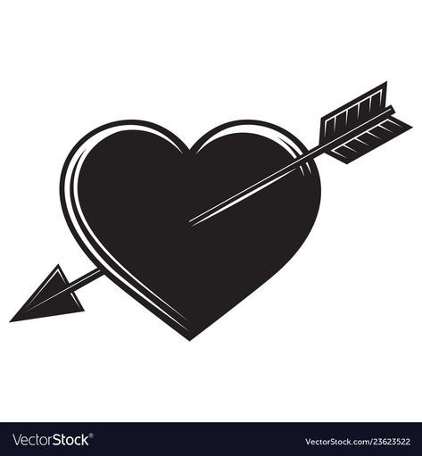 Arrow Heart Tattoo, Heart Tattoo Drawing, Heart Arrow Tattoo, Black Heart Tattoos, Editing Png, Jet Black Heart, Arrow Heart, Monochrome Illustration, Arrow Drawing