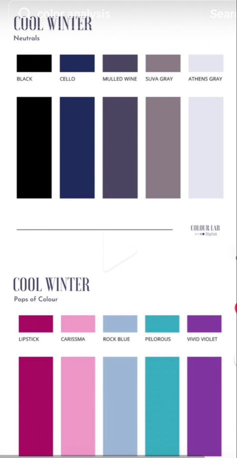 Cool Winter Neutral Color Palette, Deep Winter Combination, Cool True Winter Color Palette, True Winter Color Analysis, Spring Undertone, Best Neutrals For Deep Winter, Cool Winter Celebrities, Color Analysis Winter Types, Cool Winter Outfits Palette