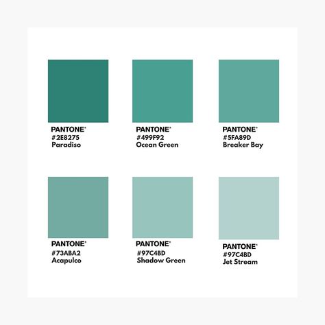 "Blue green pantone color swatch" Poster by softlycarol | Redbubble Pantone Blue Green, Ocean Green Color, Fall Paint Colors, Green Pantone, Pantone Green, Zyla Colors, Greenish Blue Color, Pantone Color Chart, Light Sea Green