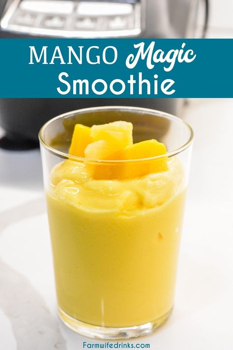 Mango Magic Smoothie is the current smoothie obsession by my swimmer that is made as a copycat to the Tropical Smoothie Cafe smoothie with just three simple ingredients of mango, pineapple, and greek yogurt. #smoothie #copycat #recipes #breakfast Mango Magic Smoothie, Mango Magic Tropical Smoothie Recipe, Cafe Smoothie, Heathy Drinks, Smoothie Party, Tropical Smoothies, Wellness Corner, Mango Smoothie Recipe, Tropical Smoothie Recipes