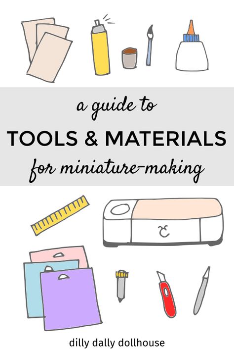 A list to get you started in your adventures of miniature making | dillydallydollhouse.com Cricut Miniatures, Dollhouse Restoration, Diy Minatures, Dollhouse Remodel, Lps Crafts, Dollhouse Furniture Tutorials, Ikea Dollhouse, Miniature Making, Dollhouse Bookcase