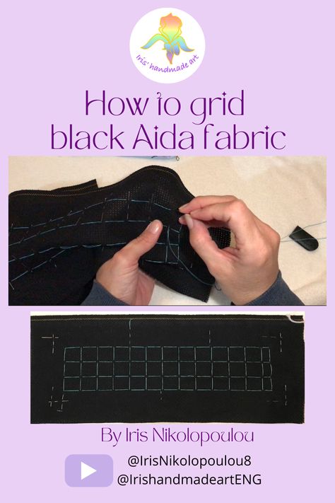 In the video I show you how I grid black Aida fabric to make it much easier😃💜 #byIrisNikolopoulou #Irishandmadeart #tutorial #crossstitch #crosstitchhelp #grid #blackaida #blackfabric Aida Fabric, Stitch Fabric, Mark Cross, Cross Stitch Fabric, Art How, Video Tutorials, Handmade Art, Black Fabric, My Way