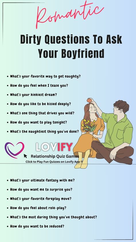 Dirty Questions To Ask Your Boyfriend | Click here to Play FREE Couple QUIZZES Questions For Your Boyfriend, Fun Couple Questions, Dirty Questions To Ask, Fun Couples Quiz, Couple Quiz, Dirty Questions, Couples Quizzes, Couples Quiz, Relationship Quiz