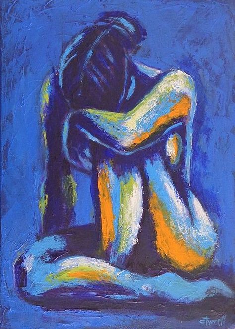 Oil Pastel Art, Expressionism Painting, Blue Painting, Art Inspiration Painting, Pastel Art, Surreal Art, Figure Painting, Figurative Art, Art Lessons