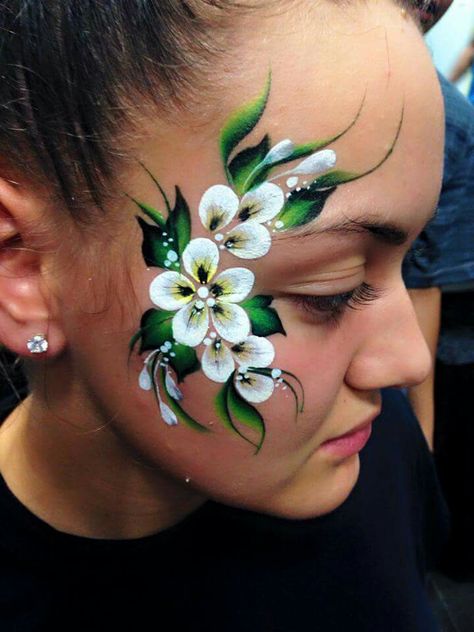 elfje Face Painting Flowers, Eye Face Painting, Bodysuit Tattoos, Festival Face Paint, Face Painting Tips, Adult Face Painting, Cheek Art, Girl Face Painting, Face Painting Tutorials