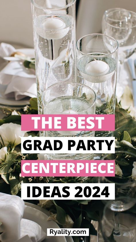 This is the best list of table decorations for graduation party I've seen while I've been searching! I'll probably do one with balloons Table Decoration For Graduation Party, Table Decor For Graduation Party, College Graduation Table Decorations, Simple Graduation Centerpieces, Easy Table Centerpieces Party, Easy Graduation Centerpieces, Table Decorations For Graduation, Table Decorations For Graduation Party, Graduation Party Table Set Up